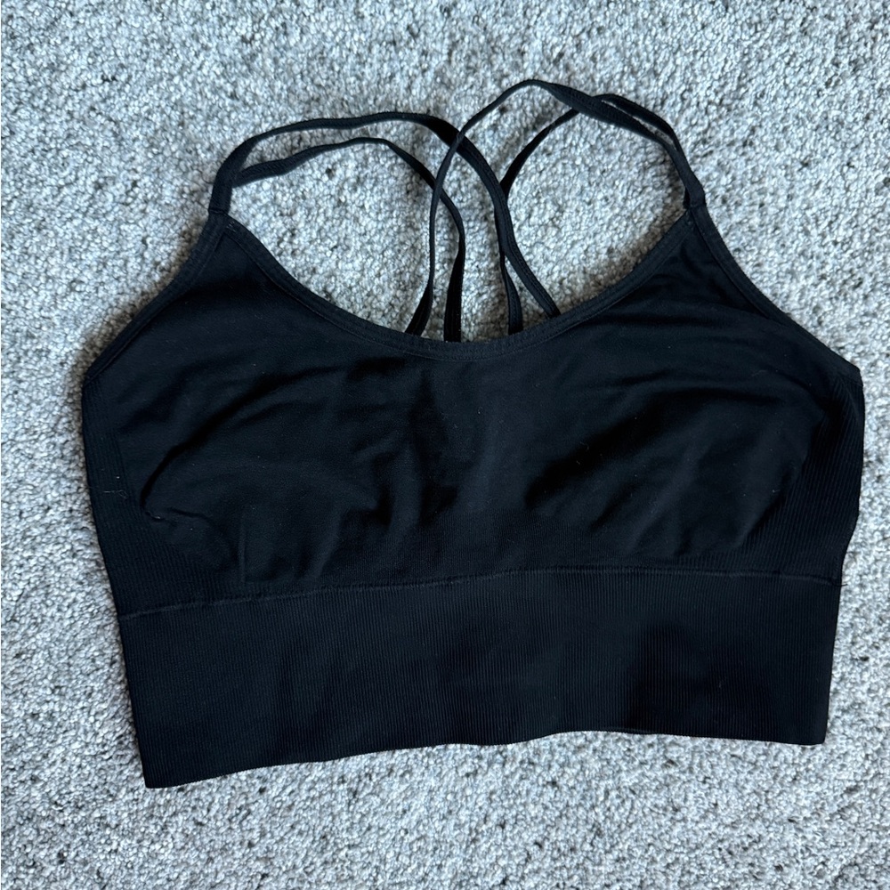 NVGTN Black Strappy Sports Bra